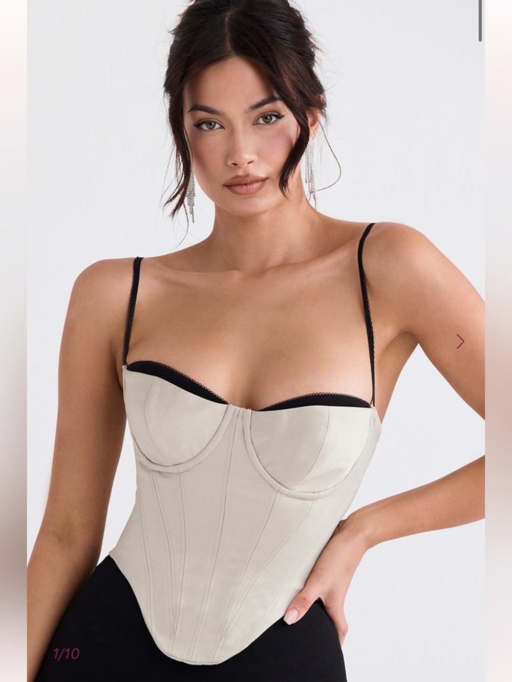 House of CB Luette Beige Satin Underwired Corset Size XL Plus Cup